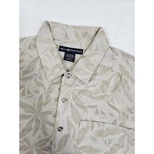 Exofficio Shirt Men's L Gray Brown Hawaiian Short Sleeve Camp Collar‎ Button-Up